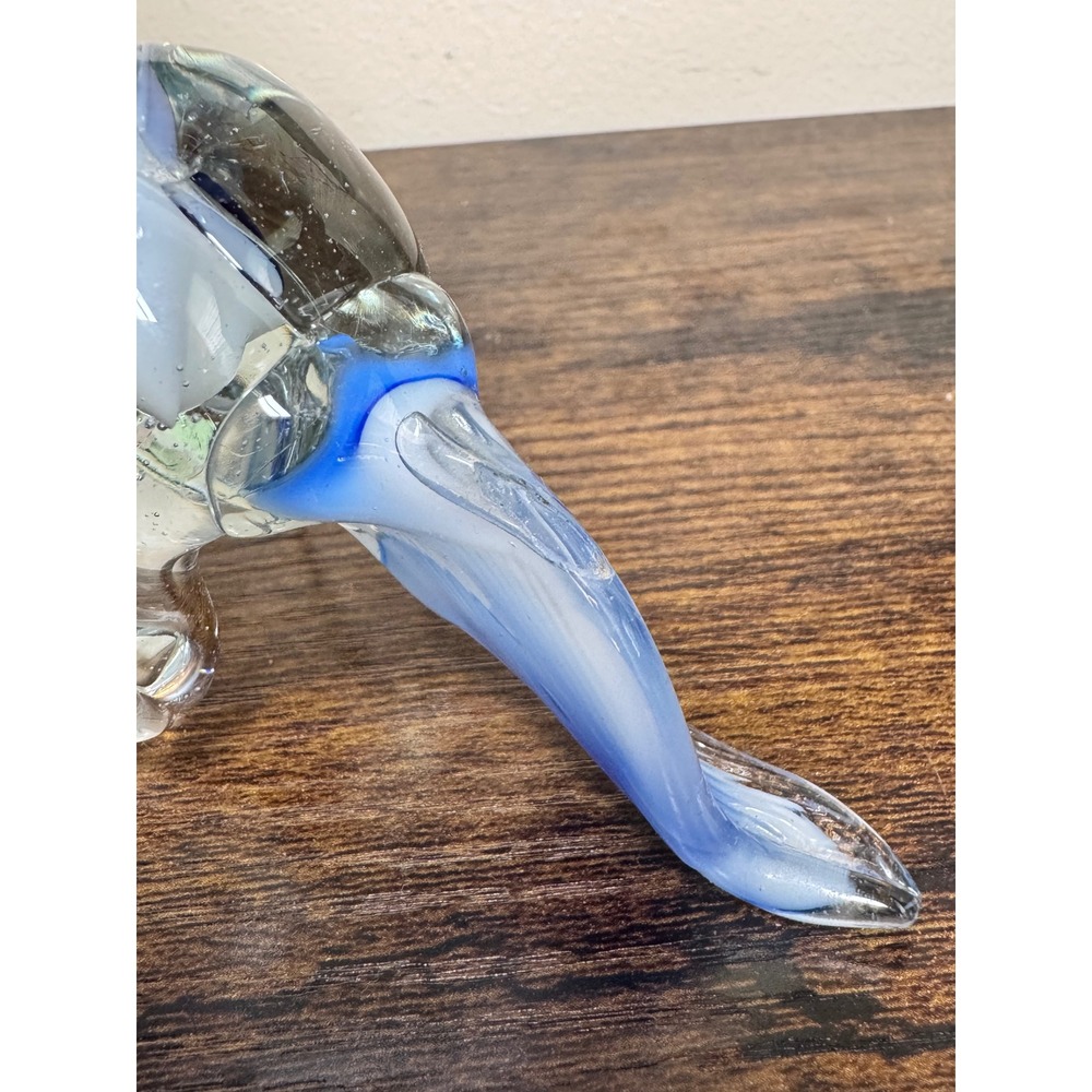 Blue Hand Blown Art Glass Rearing Unicorn Figurine Sculpture 6" Mystical Swirl - Picture 5 of 8